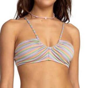 ROXY Wavy Stripe Fashion Bralette Bikini Swim Top